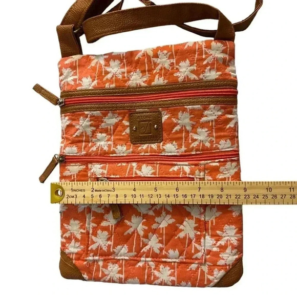 Stone Mountain crossbody purse orange palm tree print quilted - Picture 10 of 12